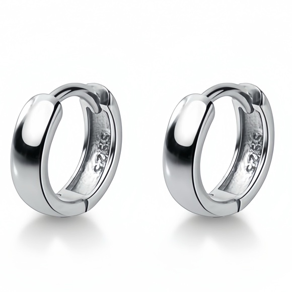 S925 Silver Small Huggie Earrings-Girls Earrings-11mm SH005 - Picture 2 of 10